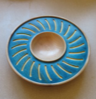 Fluted and decorated dish by Geoff Christie